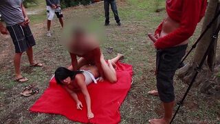 The picnic turned into a hot porn scene on the beach