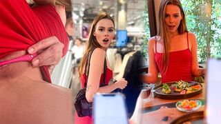 A petite girl almost got caught while masturbating in public