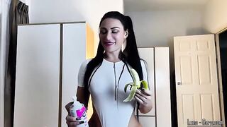 The body of the sexy brunette is a weapon of mass seduction