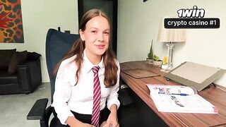 A schoolgirl is doing her homework with her stepbrother when things heat up