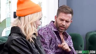 I sat the blonde down on my dick, and her moans were louder than my thoughts