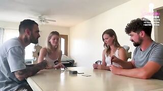 A card game with friends ends up in a hot foursome