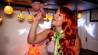 The spirit of Halloween determinedly fucks Daphne on the milking table