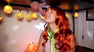 The spirit of Halloween determinedly fucks Daphne on the milking table