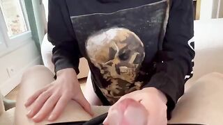 An amateur couple has a risky sex session right in the window