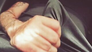 The hand slides along the entire length, up and down, moaning loudly