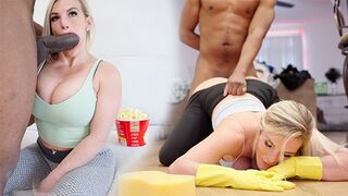 A big black cock tore the pussy of a stepmom all day