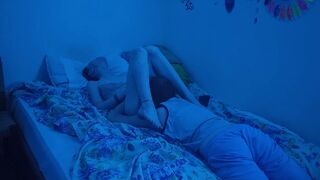 A couple has a passionate session of making love, captured in raw, real style