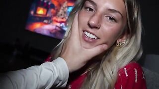 The guy masturbates and his stepsister tries to catch all the sperm with her mouth