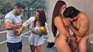 The pretty girl is having sex with her coach in the gym, getting wet very quickly