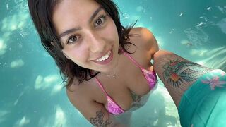 Can I give you a blowjob right here? Do you mind? (Bigger tits version)