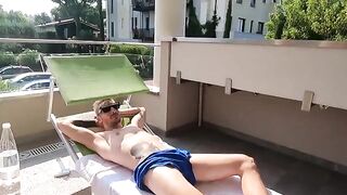 The beautiful girl from Italy has sex on the balcony of her house