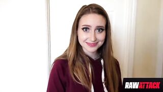 Petite Laney Grey takes a big monster cock in her hairy pussy