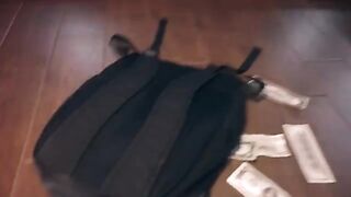 The policeman caught the robber in his apartment