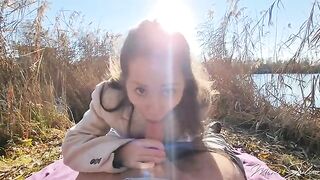 Petite babe Mini Julia gets fucked by stranger outdoors