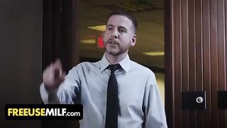 Submissive huge tits MILFs getting fucked by their boss on his table
