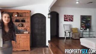 A picky real estate client was convinced by the hot brunette agent