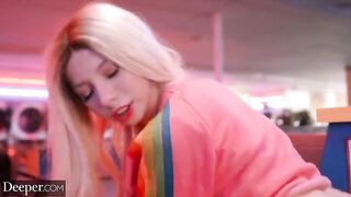 A cute girl secretly fucks in public places like a slut