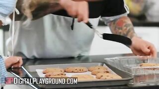 A hot cookie-baking scene with Khloe Kapri and Small Hands, full of passion